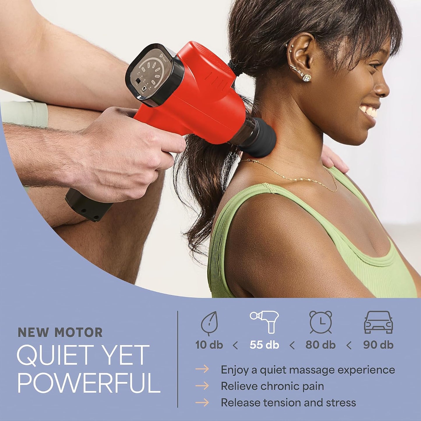 Sonic Massage Gun Percussion Muscle Massager, 8 Heads & 5 Speeds