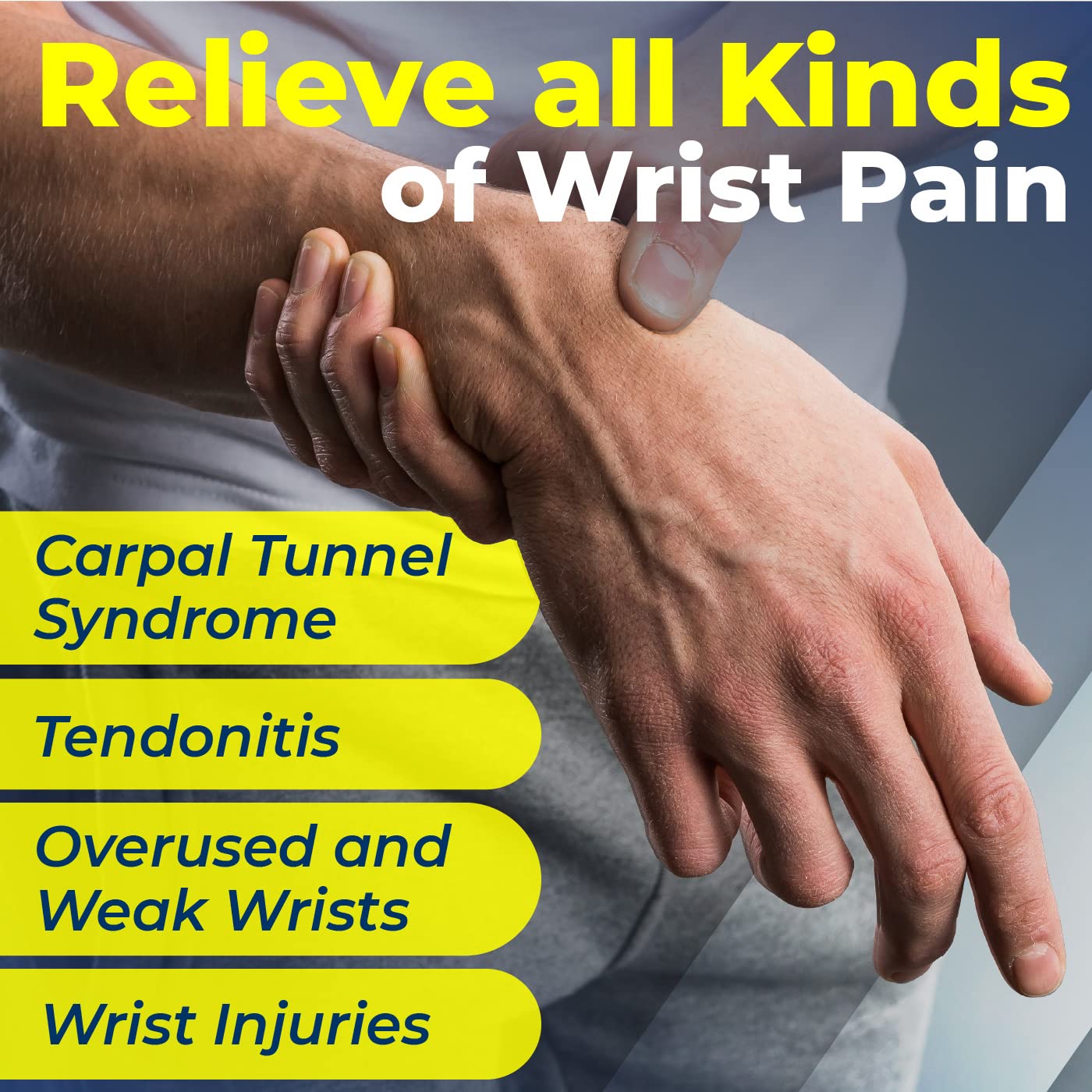 Wrist Support Sleeves (Pair) – Compression Wrist Brace for Men and Women - Carpal Tunnel Tendonitis Arthritis Pain Relief for Sports Injuries Arthritic Wrists Palm Hand Pain RSI (Blue-M)