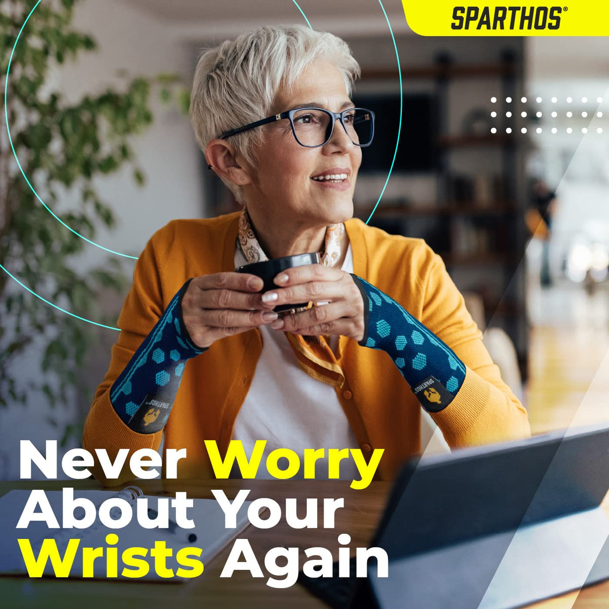 Wrist Support Sleeves (Pair) – Compression Wrist Brace for Men and Women - Carpal Tunnel Tendonitis Arthritis Pain Relief for Sports Injuries Arthritic Wrists Palm Hand Pain RSI (Blue-M)