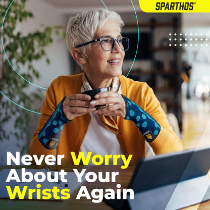 Wrist Support Sleeves (Pair) – Compression Wrist Brace for Men and Women - Carpal Tunnel Tendonitis Arthritis Pain Relief for Sports Injuries Arthritic Wrists Palm Hand Pain RSI (Blue-M)