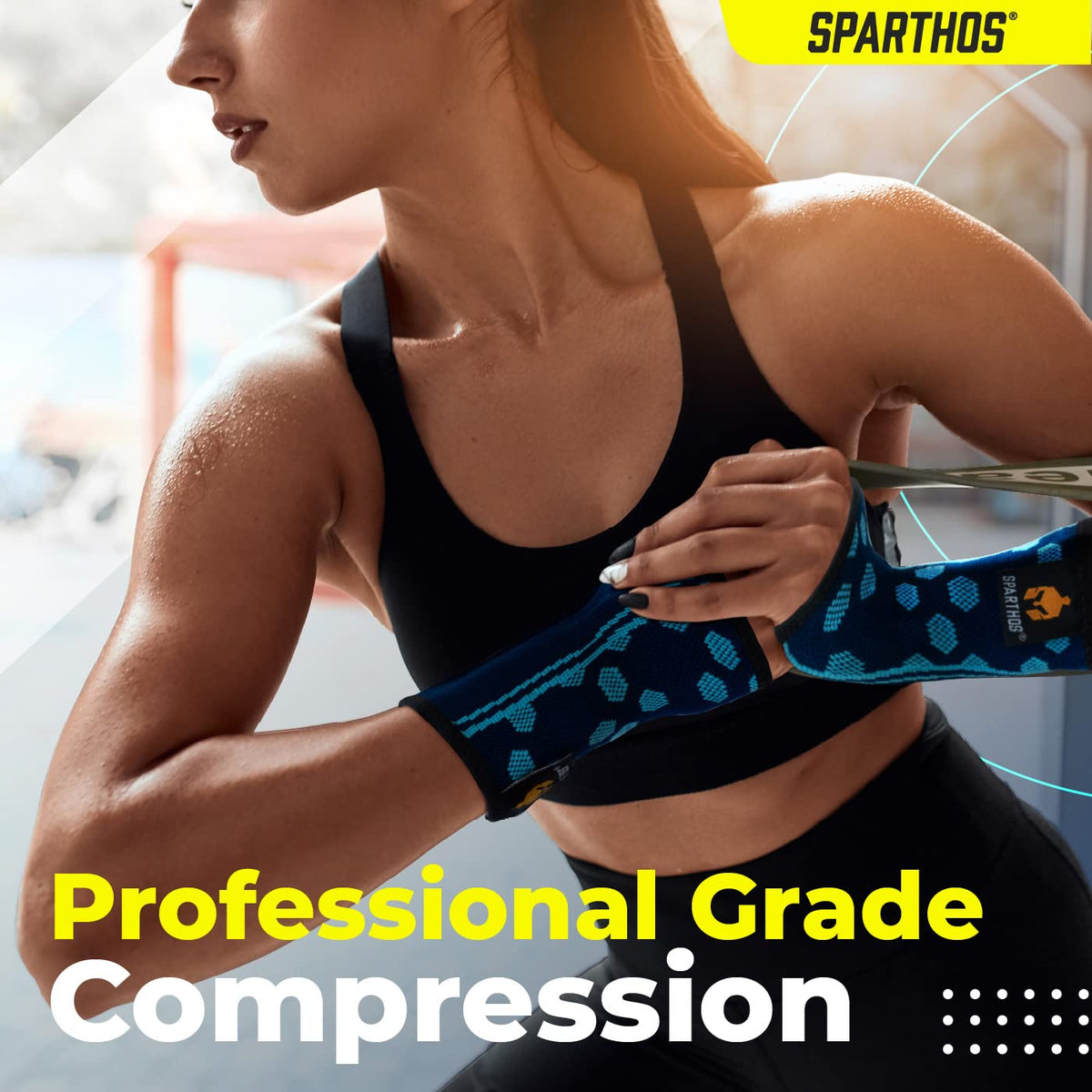 Wrist Support Sleeves (Pair) – Compression Wrist Brace for Men and Women - Carpal Tunnel Tendonitis Arthritis Pain Relief for Sports Injuries Arthritic Wrists Palm Hand Pain RSI (Blue-M)