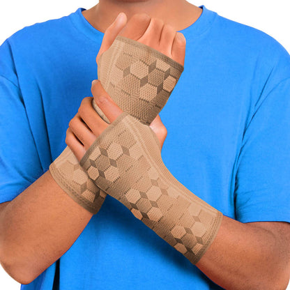 Wrist Support Sleeves (Pair) – Compression Wrist Brace for Men and Women - Carpal Tunnel Tendonitis Arthritis Pain Relief for Sports Injuries Arthritic Wrists Palm Hand Pain RSI (Blue-M)