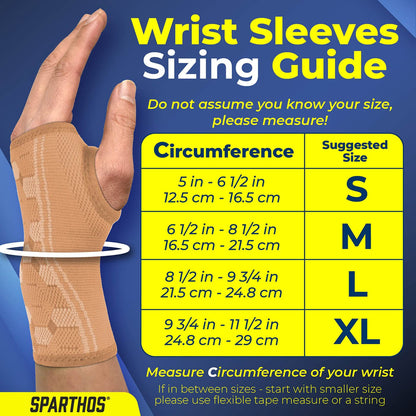 Wrist Support Sleeves (Pair) – Compression Wrist Brace for Men and Women - Carpal Tunnel Tendonitis Arthritis Pain Relief for Sports Injuries Arthritic Wrists Palm Hand Pain RSI (Blue-M)
