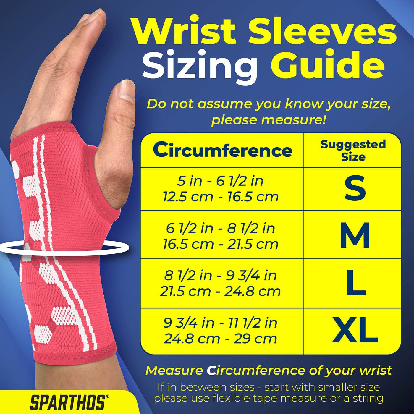 Wrist Support Sleeves (Pair) – Compression Wrist Brace for Men and Women - Carpal Tunnel Tendonitis Arthritis Pain Relief for Sports Injuries Arthritic Wrists Palm Hand Pain RSI (Blue-M)