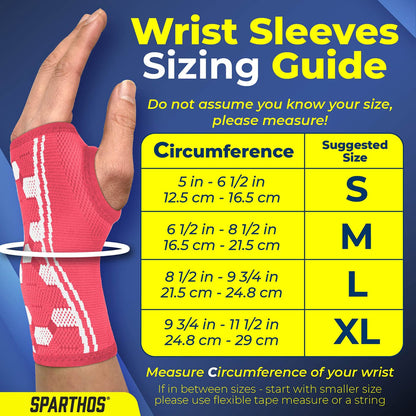 Wrist Support Sleeves (Pair) – Compression Wrist Brace for Men and Women - Carpal Tunnel Tendonitis Arthritis Pain Relief for Sports Injuries Arthritic Wrists Palm Hand Pain RSI (Blue-M)