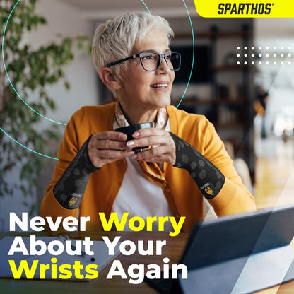 Wrist Support Sleeves (Pair) – Compression Wrist Brace for Men and Women - Carpal Tunnel Tendonitis Arthritis Pain Relief for Sports Injuries Arthritic Wrists Palm Hand Pain RSI (Blue-M)
