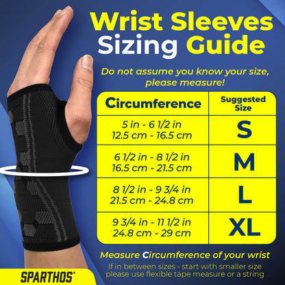 Wrist Support Sleeves (Pair) – Compression Wrist Brace for Men and Women - Carpal Tunnel Tendonitis Arthritis Pain Relief for Sports Injuries Arthritic Wrists Palm Hand Pain RSI (Blue-M)