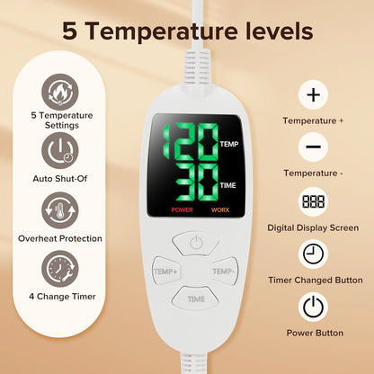 Electric Heating Pad for Neck Back Shoulder Pain Relief, 25"x37" Large Full Body Weighted Heated Pad for Menstrual Cramps - 5 Heat Levels/Snug Fit, Birthday Gifts for Women Men Mom Dad Elders