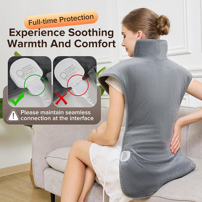 Electric Heating Pad for Neck Back Shoulder Pain Relief, 25"x37" Large Full Body Weighted Heated Pad for Menstrual Cramps - 5 Heat Levels/Snug Fit, Birthday Gifts for Women Men Mom Dad Elders