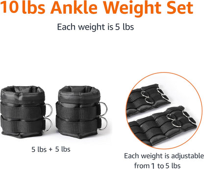 Adjustable Ankle Weights for Men & Women, for Workouts, Resistance Training, Walking, Black