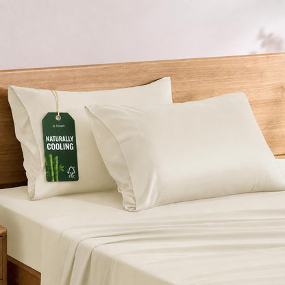 Luxury Pillow Case Set of 2 - Cooling Viscose Derived from Bamboo, Oeko-TEX, Breathabl Silky Soft Pillow Cases with Envelope Closure (Standard, White)