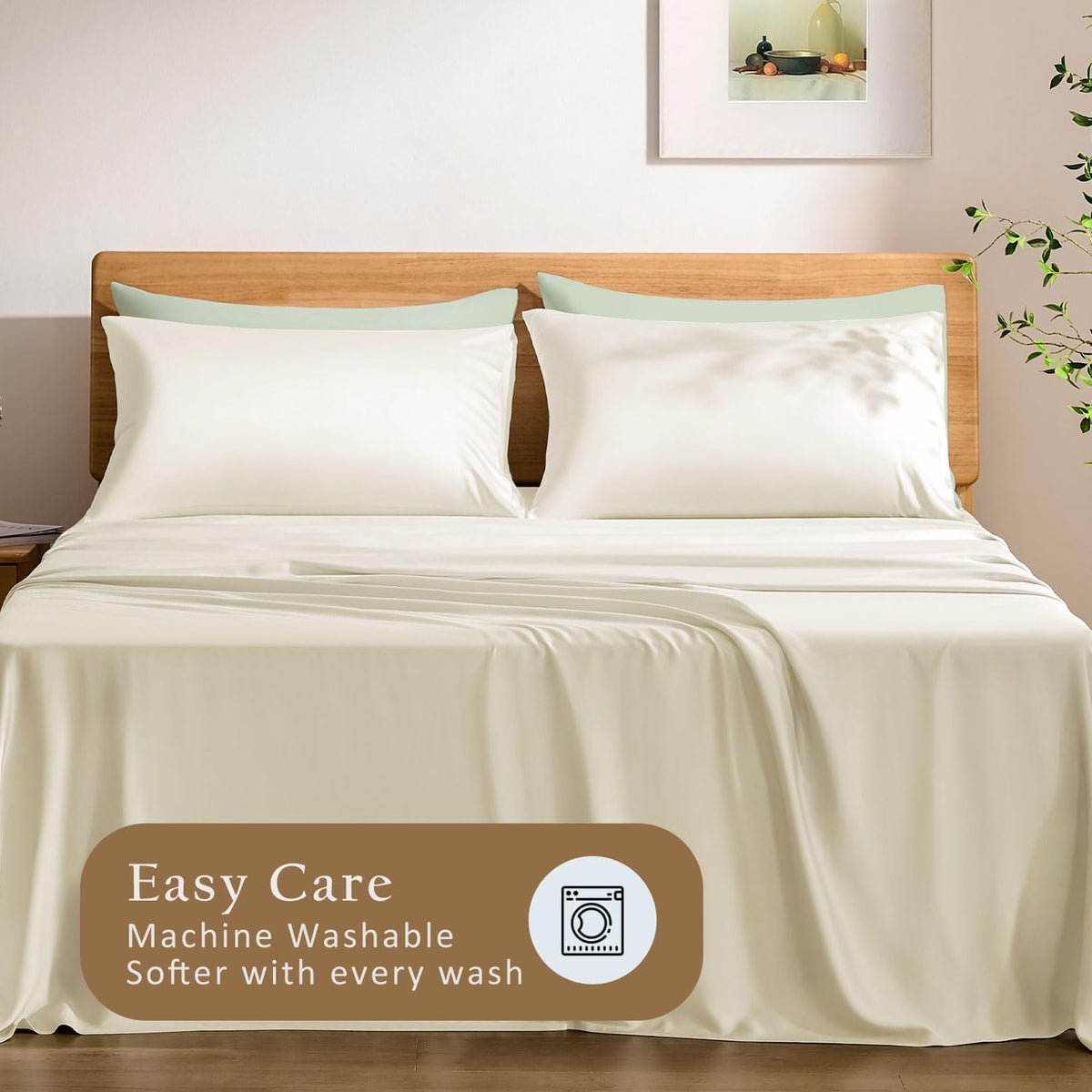 Luxury Pillow Case Set of 2 - Cooling Viscose Derived from Bamboo, Oeko-TEX, Breathabl Silky Soft Pillow Cases with Envelope Closure (Standard, White)