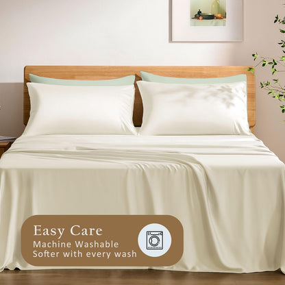 Luxury Pillow Case Set of 2 - Cooling Viscose Derived from Bamboo, Oeko-TEX, Breathabl Silky Soft Pillow Cases with Envelope Closure (Standard, White)