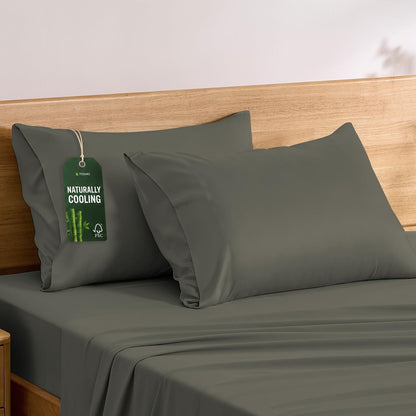 Luxury Pillow Case Set of 2 - Cooling Viscose Derived from Bamboo, Oeko-TEX, Breathabl Silky Soft Pillow Cases with Envelope Closure (Standard, White)