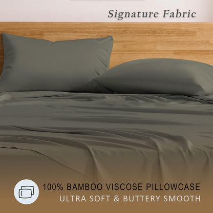 Luxury Pillow Case Set of 2 - Cooling Viscose Derived from Bamboo, Oeko-TEX, Breathabl Silky Soft Pillow Cases with Envelope Closure (Standard, White)