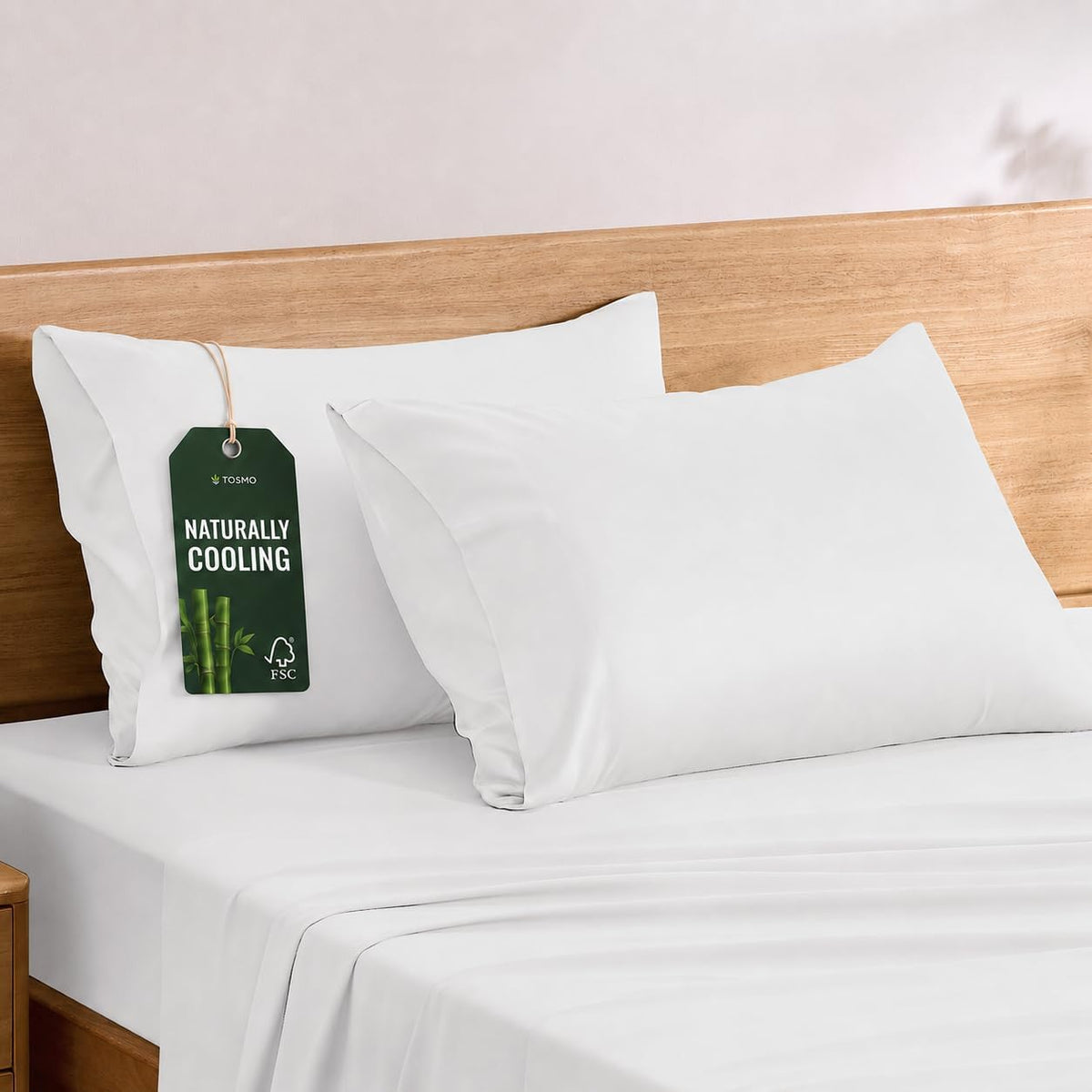 Luxury Pillow Case Set of 2 - Cooling Viscose Derived from Bamboo, Oeko-TEX, Breathabl Silky Soft Pillow Cases with Envelope Closure (Standard, White)