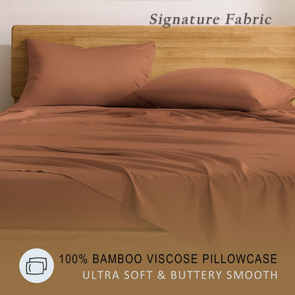 Luxury Pillow Case Set of 2 - Cooling Viscose Derived from Bamboo, Oeko-TEX, Breathabl Silky Soft Pillow Cases with Envelope Closure (Standard, White)