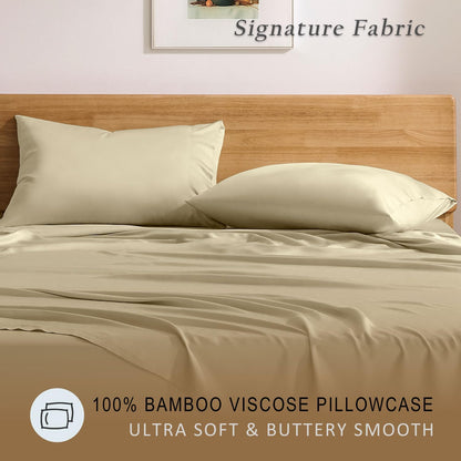 Luxury Pillow Case Set of 2 - Cooling Viscose Derived from Bamboo, Oeko-TEX, Breathabl Silky Soft Pillow Cases with Envelope Closure (Standard, White)