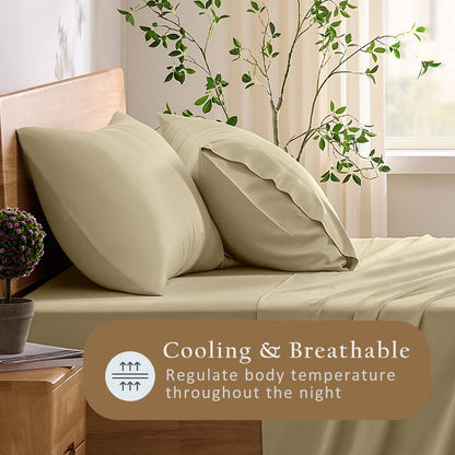 Luxury Pillow Case Set of 2 - Cooling Viscose Derived from Bamboo, Oeko-TEX, Breathabl Silky Soft Pillow Cases with Envelope Closure (Standard, White)