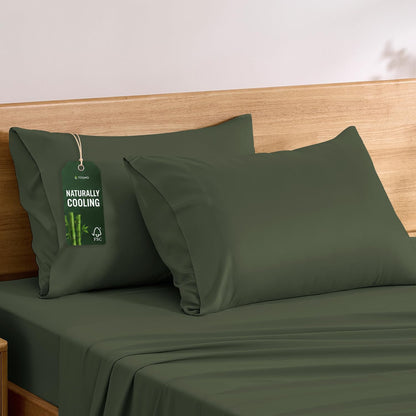 Luxury Pillow Case Set of 2 - Cooling Viscose Derived from Bamboo, Oeko-TEX, Breathabl Silky Soft Pillow Cases with Envelope Closure (Standard, White)