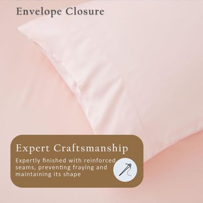 Luxury Pillow Case Set of 2 - Cooling Viscose Derived from Bamboo, Oeko-TEX, Breathabl Silky Soft Pillow Cases with Envelope Closure (Standard, White)