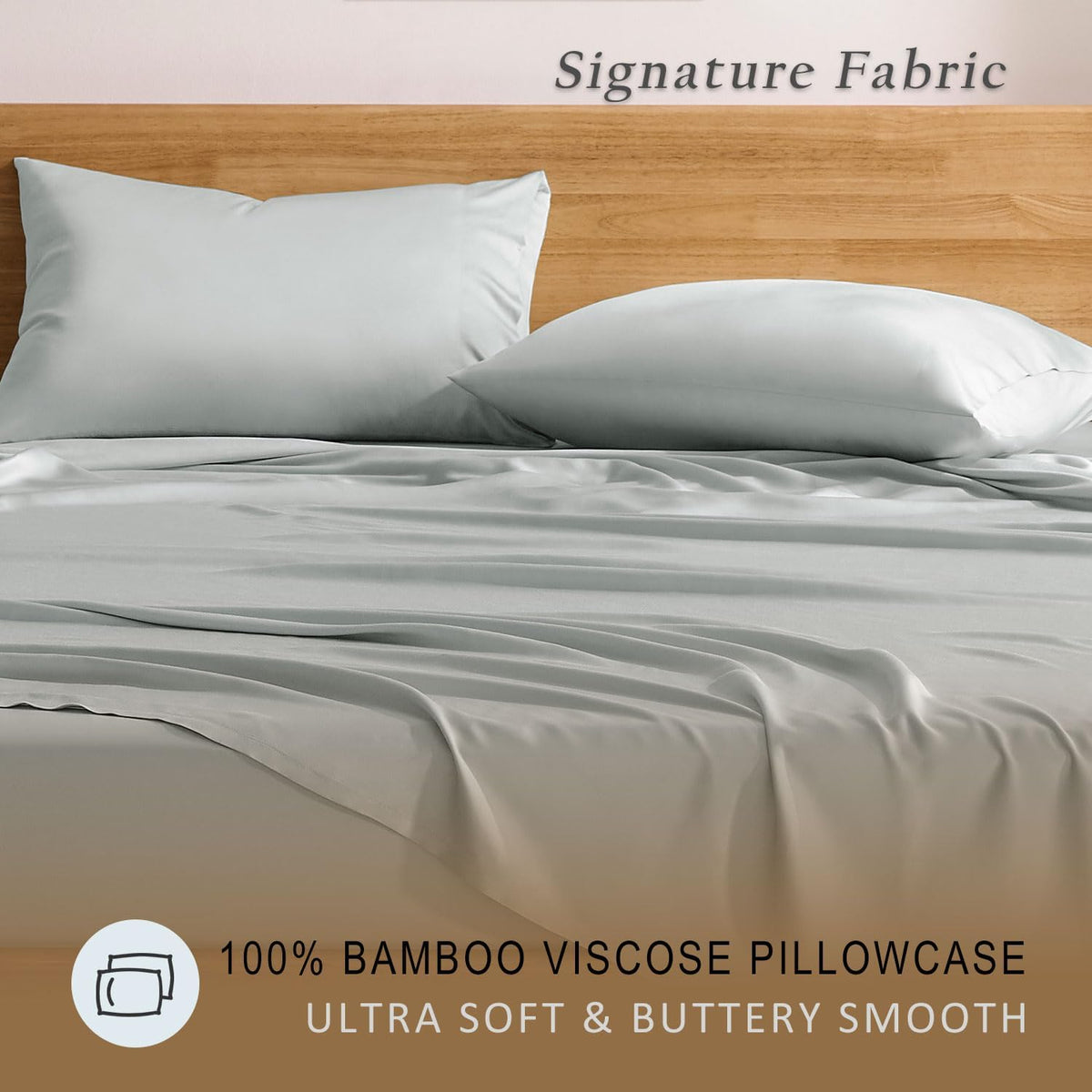 Luxury Pillow Case Set of 2 - Cooling Viscose Derived from Bamboo, Oeko-TEX, Breathabl Silky Soft Pillow Cases with Envelope Closure (Standard, White)