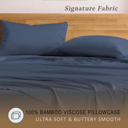 Luxury Pillow Case Set of 2 - Cooling Viscose Derived from Bamboo, Oeko-TEX, Breathabl Silky Soft Pillow Cases with Envelope Closure (Standard, White)