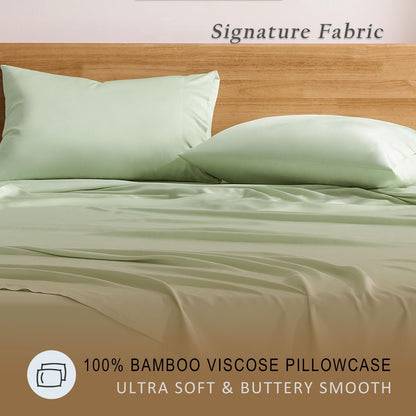 Luxury Pillow Case Set of 2 - Cooling Viscose Derived from Bamboo, Oeko-TEX, Breathabl Silky Soft Pillow Cases with Envelope Closure (Standard, White)