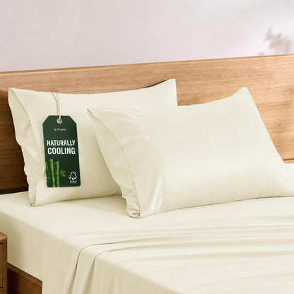 Luxury Pillow Case Set of 2 - Cooling Viscose Derived from Bamboo, Oeko-TEX, Breathabl Silky Soft Pillow Cases with Envelope Closure (Standard, White)