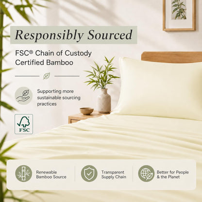 Luxury Pillow Case Set of 2 - Cooling Viscose Derived from Bamboo, Oeko-TEX, Breathabl Silky Soft Pillow Cases with Envelope Closure (Standard, White)