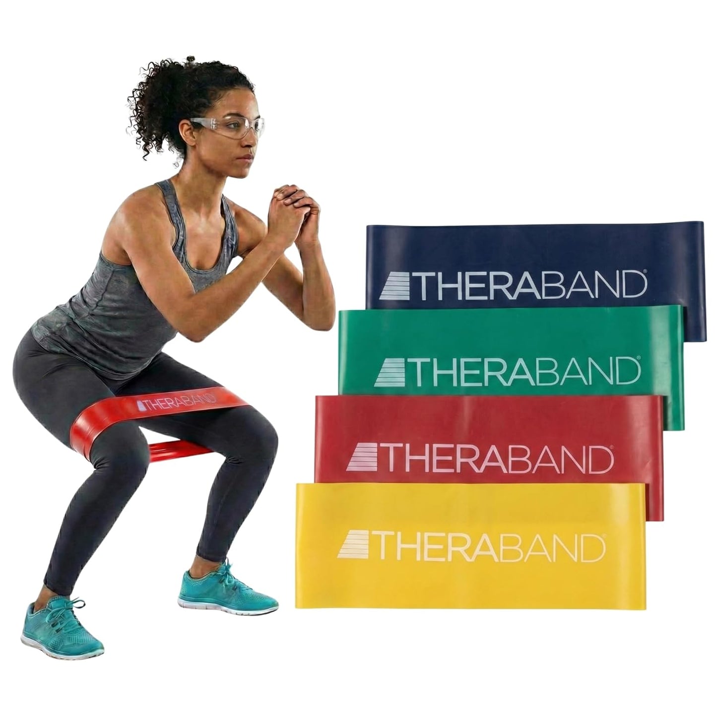 Resistance Band Loop Set, 8" Workout Bands for Strength Training, Stretching & Physical Therapy, Set of 4 Color-Coded Exercise Bands with Varying Resistance Levels, Portable & Durable