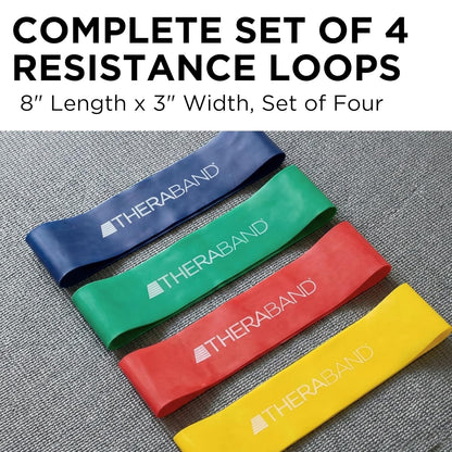 Resistance Band Loop Set, 8" Workout Bands for Strength Training, Stretching & Physical Therapy, Set of 4 Color-Coded Exercise Bands with Varying Resistance Levels, Portable & Durable