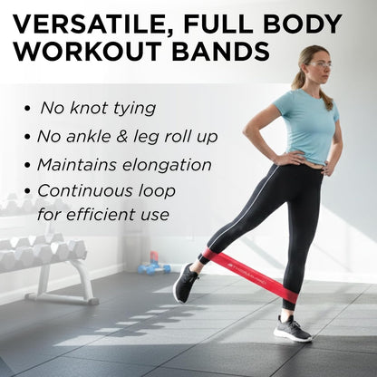 Resistance Band Loop Set, 8" Workout Bands for Strength Training, Stretching & Physical Therapy, Set of 4 Color-Coded Exercise Bands with Varying Resistance Levels, Portable & Durable