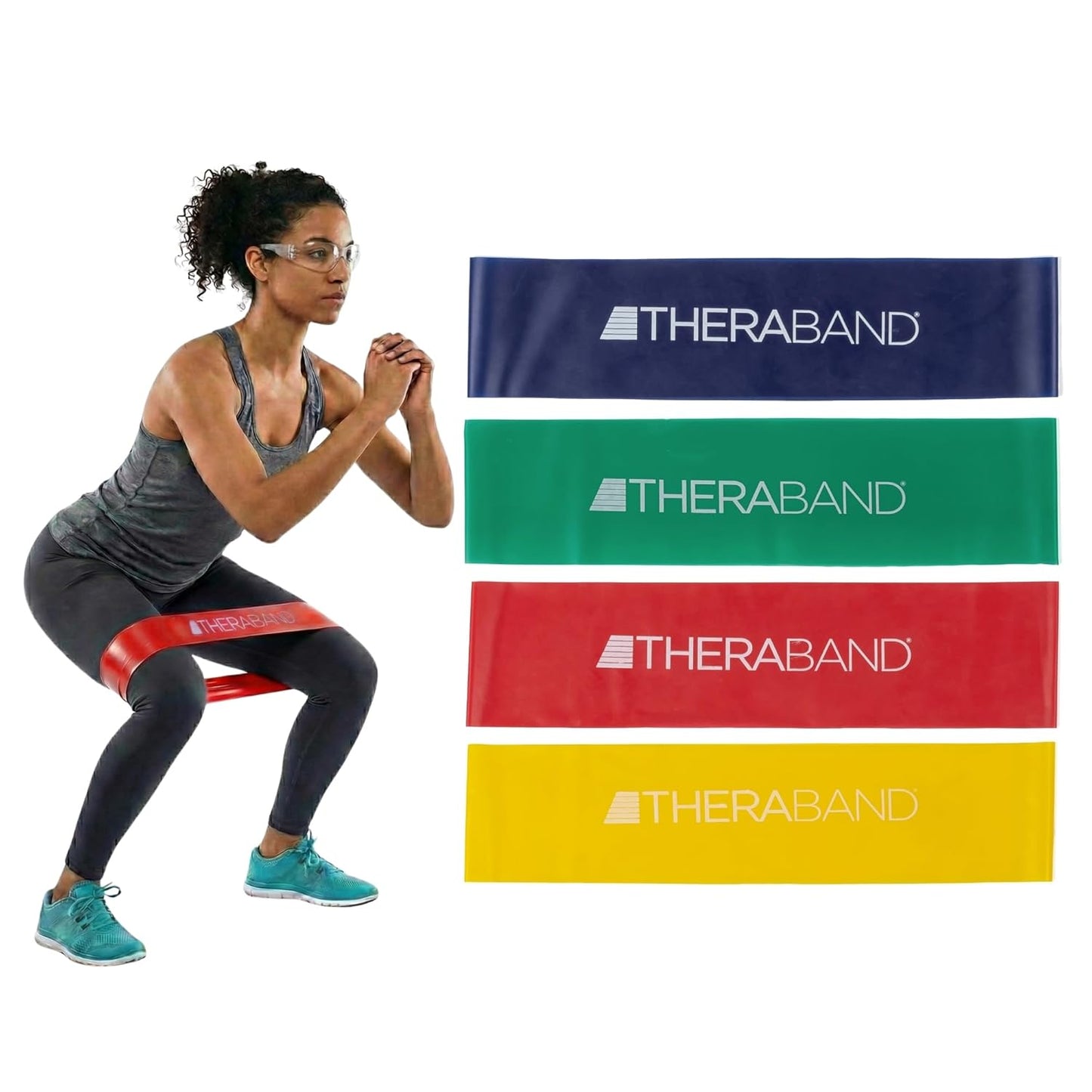 Resistance Band Loop Set, 8" Workout Bands for Strength Training, Stretching & Physical Therapy, Set of 4 Color-Coded Exercise Bands with Varying Resistance Levels, Portable & Durable