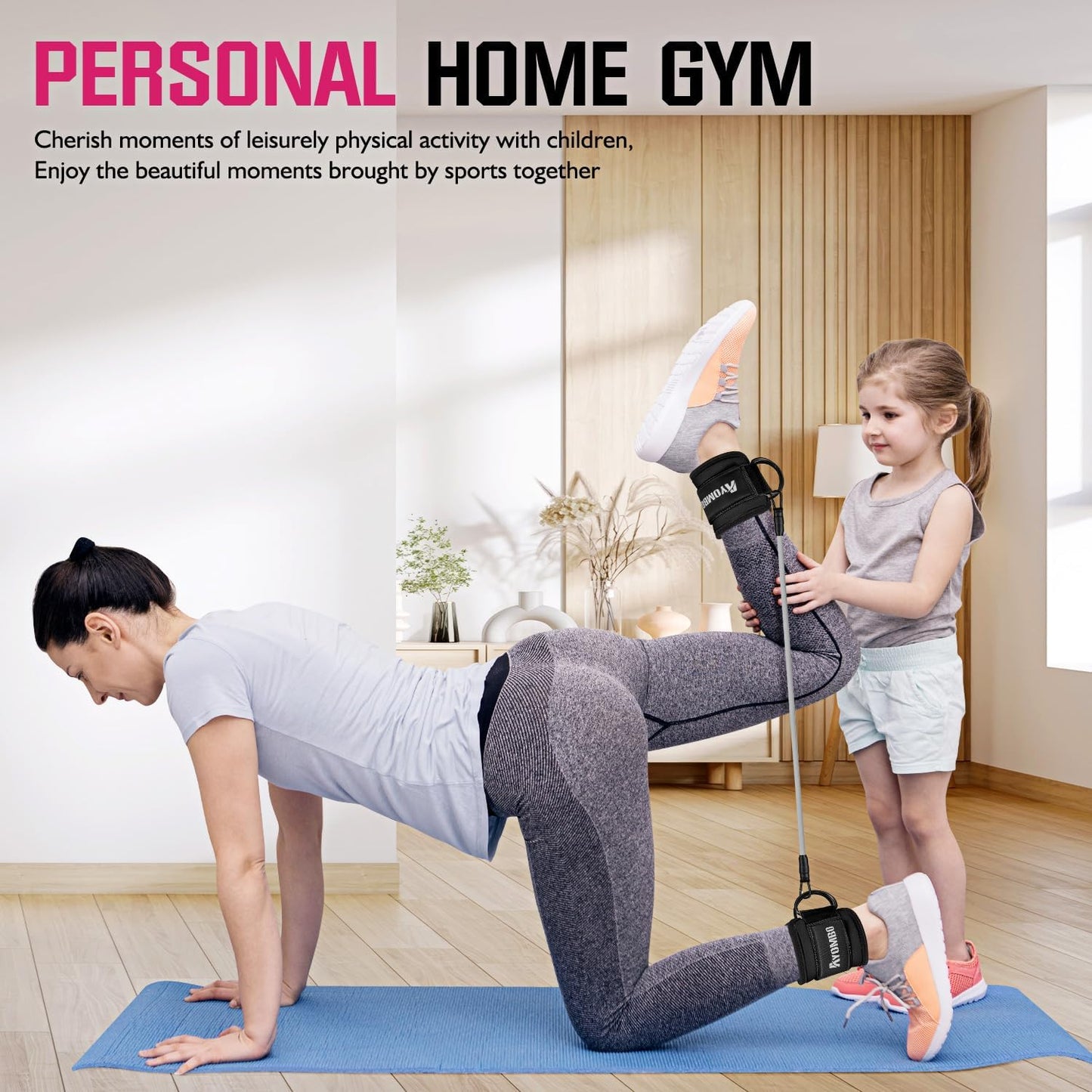 Ankle Resistance Bands with Cuffs, Home Gym Workout Equipment, Lifting Glute Butt Exercise Equipment for Women, Ankle Weights Fitness Set, Leg Booty Equipment for Training Perfect Body Shape