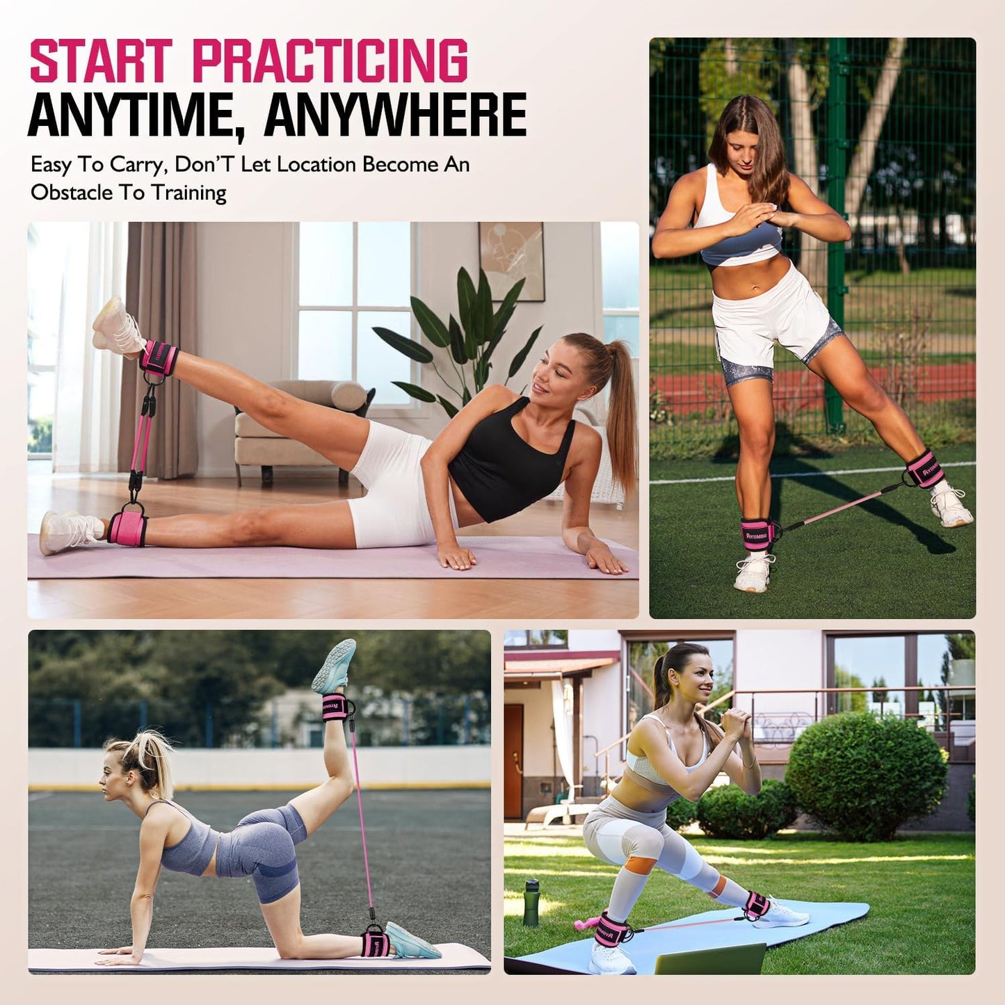 Ankle Resistance Bands with Cuffs, Home Gym Workout Equipment, Lifting Glute Butt Exercise Equipment for Women, Ankle Weights Fitness Set, Leg Booty Equipment for Training Perfect Body Shape