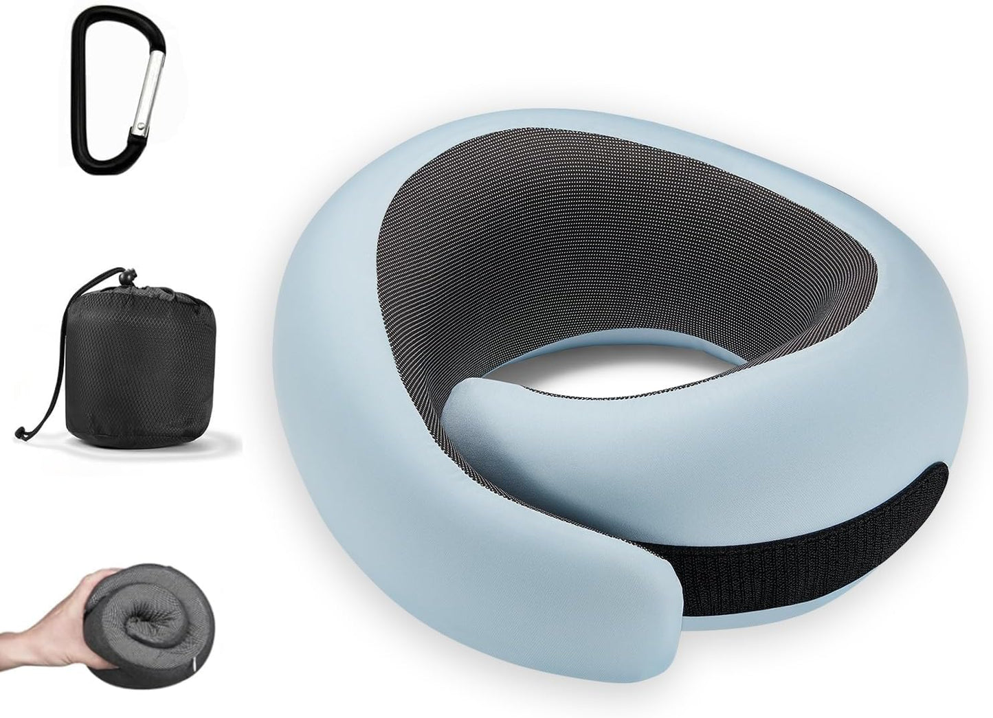 Travel Pillow for Airplane, Memory Foam Neck Pillow for Travel with Chin Support, Washable Cover & Storage Bag, Ergonomic 360° Neck Support for Long Flights, Car, Office, Home, Max Grey