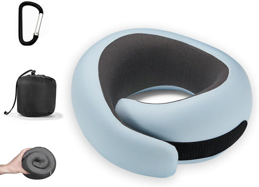 Travel Pillow for Airplane, Memory Foam Neck Pillow for Travel with Chin Support, Washable Cover & Storage Bag, Ergonomic 360° Neck Support for Long Flights, Car, Office, Home, Max Grey