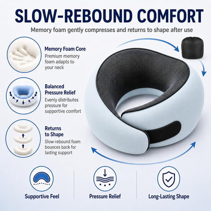 Travel Pillow for Airplane, Memory Foam Neck Pillow for Travel with Chin Support, Washable Cover & Storage Bag, Ergonomic 360° Neck Support for Long Flights, Car, Office, Home, Max Grey