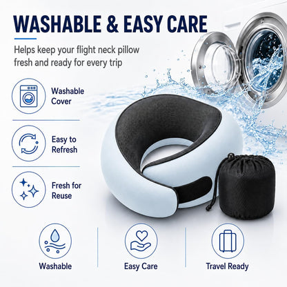 Travel Pillow for Airplane, Memory Foam Neck Pillow for Travel with Chin Support, Washable Cover & Storage Bag, Ergonomic 360° Neck Support for Long Flights, Car, Office, Home, Max Grey