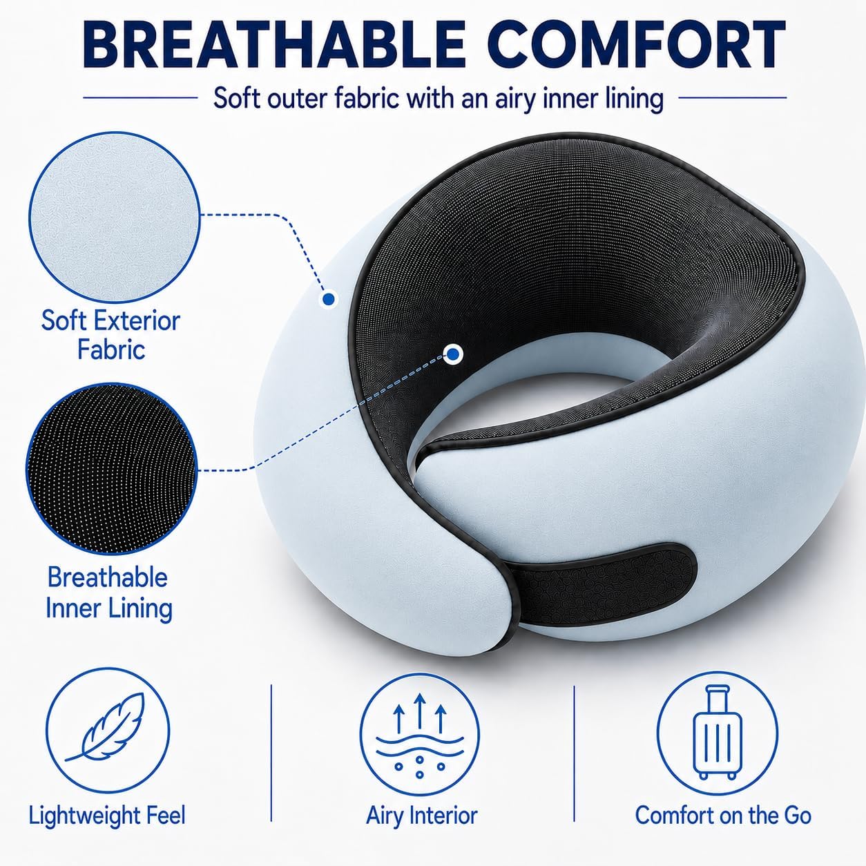 Travel Pillow for Airplane, Memory Foam Neck Pillow for Travel with Chin Support, Washable Cover & Storage Bag, Ergonomic 360° Neck Support for Long Flights, Car, Office, Home, Max Grey