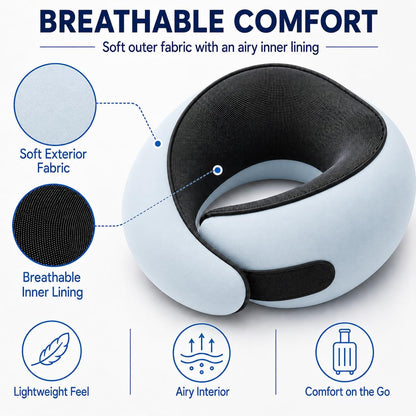 Travel Pillow for Airplane, Memory Foam Neck Pillow for Travel with Chin Support, Washable Cover & Storage Bag, Ergonomic 360° Neck Support for Long Flights, Car, Office, Home, Max Grey