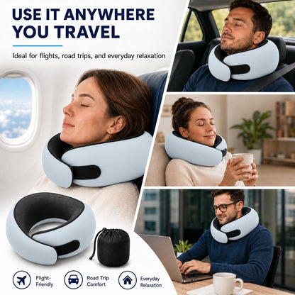 Travel Pillow for Airplane, Memory Foam Neck Pillow for Travel with Chin Support, Washable Cover & Storage Bag, Ergonomic 360° Neck Support for Long Flights, Car, Office, Home, Max Grey