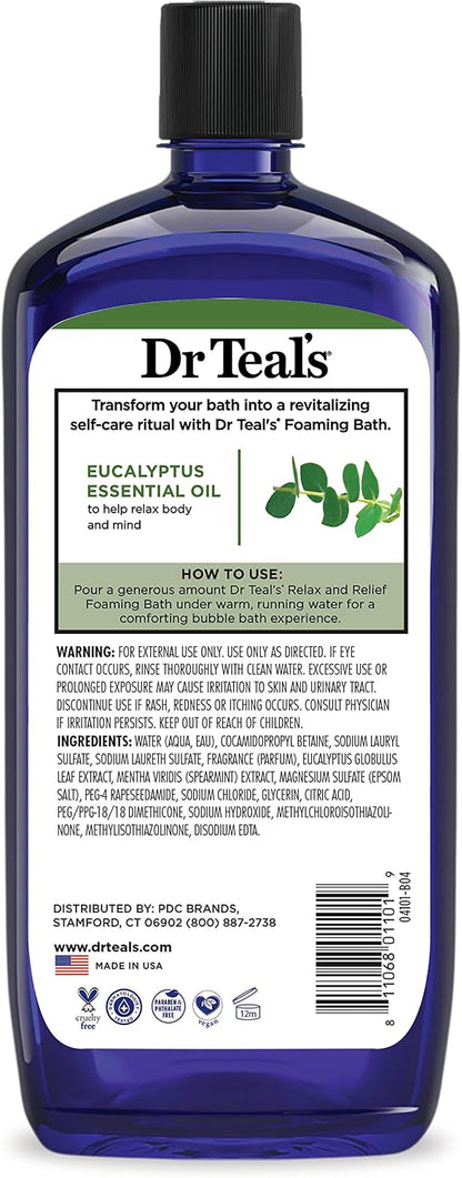 Foaming Bath with Pure Epsom Salt, Relax & Relief with Eucalyptus & Spearmint, 34 fl oz (Pack of 2)