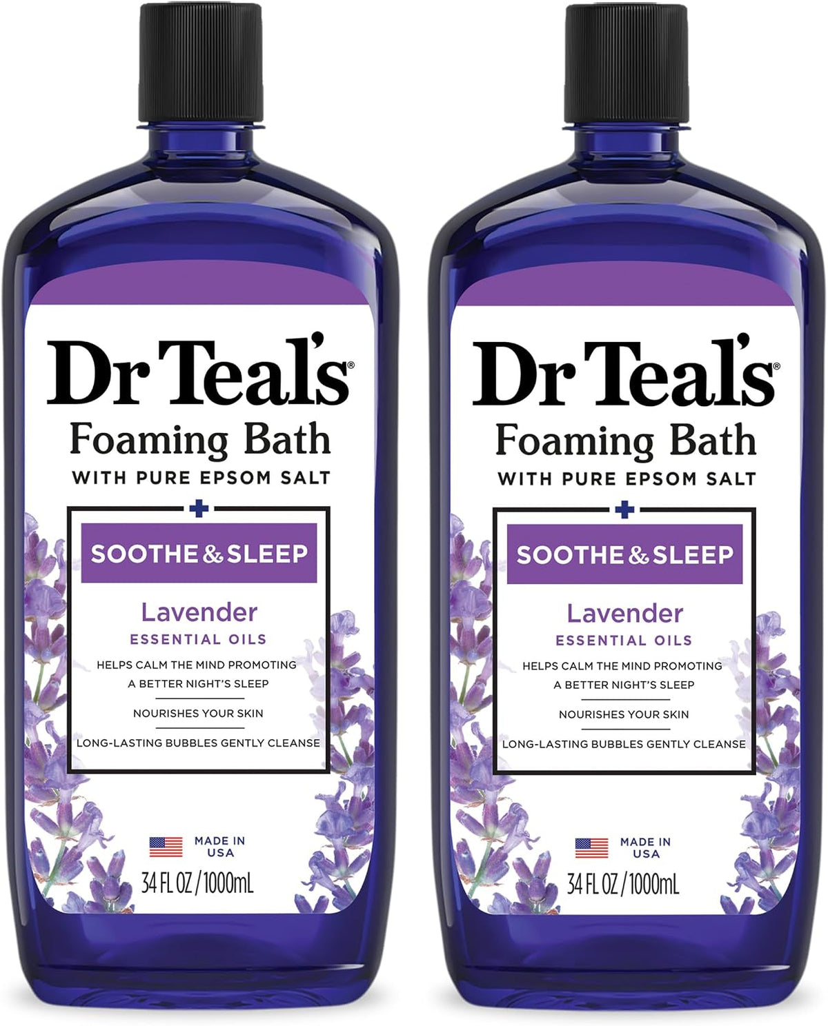 Foaming Bath with Pure Epsom Salt, Relax & Relief with Eucalyptus & Spearmint, 34 fl oz (Pack of 2)