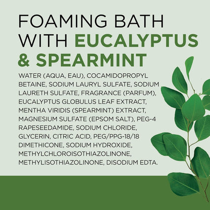 Foaming Bath with Pure Epsom Salt, Relax & Relief with Eucalyptus & Spearmint, 34 fl oz (Pack of 2)
