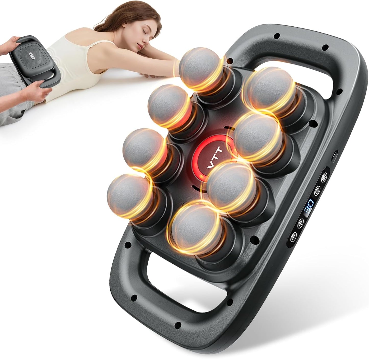 VTT 16 head massage gun deep tissue, Percussion Muscle Massager with 16 Heads, 3 Modes & 30 Intensities,Quiet Handheld Massager for Back Neck Shoulder Legs Muscle Pain Relief