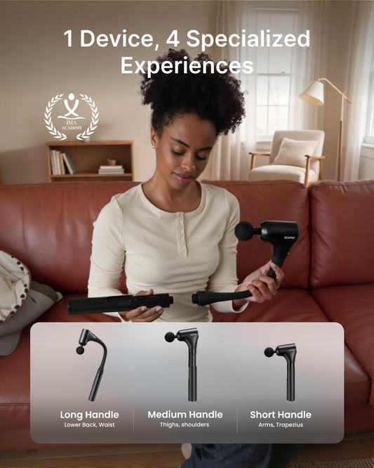 Reach Curve Massage Gun with Extension Handle, 4-in-1 Massager