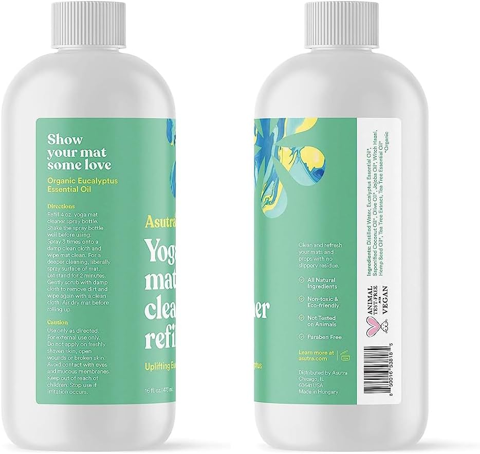 ASUTRA Yoga Mat Cleaner Spray Refill (Peaceful Lavender), 16 fl oz - Organic Essential Oils, No Slippery Residue, Deep-Cleansing for Fitness Gear & Gym Equipment