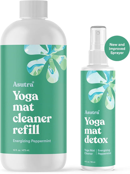 ASUTRA Yoga Mat Cleaner Spray Refill (Peaceful Lavender), 16 fl oz - Organic Essential Oils, No Slippery Residue, Deep-Cleansing for Fitness Gear & Gym Equipment